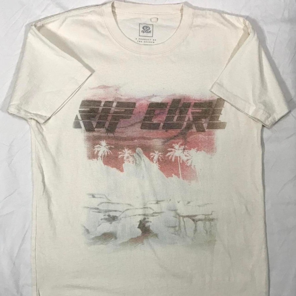 Vintage-style Retro Block Font RipCurl Graphic T Watercolor Airbrush XXS